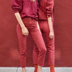 Urban red high waisted cropped jeans